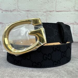 NEW Gucci Black GG Monogram Lurex Canvas Belt